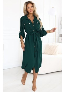 Numoco 531-7 szmizjerka midi ze złotymi guzikami i wiązaniem ze sklepu intimiti.pl w kategorii Sukienki - zdjęcie 187897221