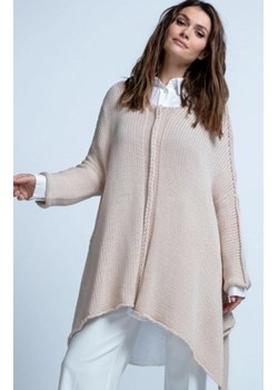 Asymetryczny bawełniany sweter damski F1851 beżowy ze sklepu intimiti.pl w kategorii Swetry damskie - zdjęcie 187897312