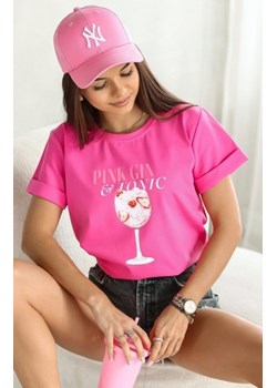 T-Shirt z krótkim rękawem Pink Gin fuksja ze sklepu intimiti.pl w kategorii Bluzki damskie - zdjęcie 187897353