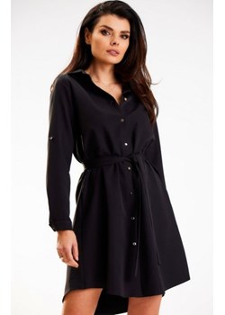 Awama A568 koszulowa mini sukienka czarna ze sklepu intimiti.pl w kategorii Sukienki - zdjęcie 187897824