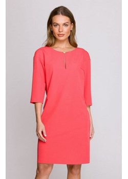 Stylove S394 sukienka z łezką w dekolcie koralowa ze sklepu intimiti.pl w kategorii Sukienki - zdjęcie 187897830