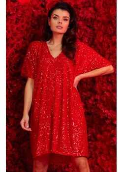 Oversizowa sukienka cekinowa czerwona Awama A566 ze sklepu intimiti.pl w kategorii Sukienki - zdjęcie 187897931