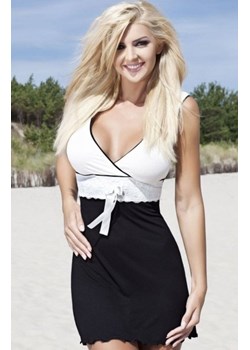 Dkaren Kamila koszulka ecru-czarna ze sklepu intimiti.pl w kategorii Koszule nocne - zdjęcie 187897940