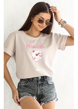 T-Shirt z krótkim rękawem Pink Gin beżowy ze sklepu intimiti.pl w kategorii Bluzki damskie - zdjęcie 187897982