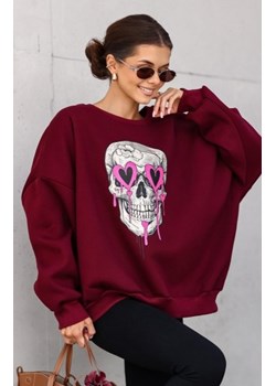 Oversizowa bluza damska czaszka bordowa ze sklepu intimiti.pl w kategorii Bluzy damskie - zdjęcie 187898021