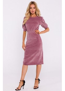 Moe welurowa sukienka z krótkimi rękawami brudny róż M827 ze sklepu intimiti.pl w kategorii Sukienki - zdjęcie 187898061