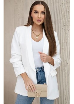 Marynarka z klapami elegancka ecru ze sklepu intimiti.pl w kategorii Marynarki damskie - zdjęcie 187898173