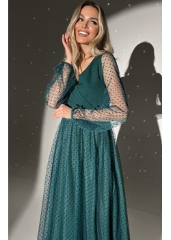 Wieczorowa sukienka w groszki z długim rękawem ze sklepu intimiti.pl w kategorii Sukienki - zdjęcie 187898194