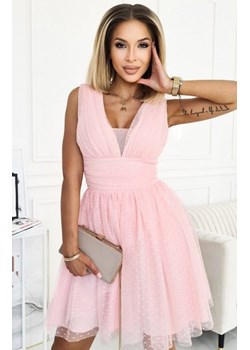 Rozkloszowana jasny róż tiulowa sukienka w groszki 2233 ze sklepu intimiti.pl w kategorii Sukienki - zdjęcie 187898300