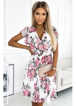 Numoco 447-1 szyfonowa plisowana sukienka z dekoltem i falbankami ze sklepu intimiti.pl w kategorii Sukienki - zdjęcie 187898373