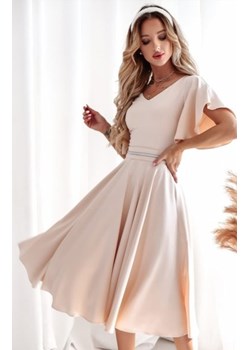 Duet Luna rozkloszowana sukienka midi beżowa ze sklepu intimiti.pl w kategorii Sukienki - zdjęcie 187898560