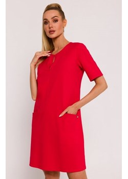 Moe sukienka trapezowa z kieszonkami czerwona M788 ze sklepu intimiti.pl w kategorii Sukienki - zdjęcie 187898612