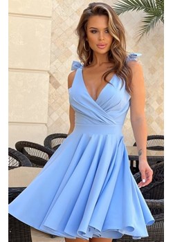 Wizytowa sukienka z kokardkami błękitna 2209-05 ze sklepu intimiti.pl w kategorii Sukienki - zdjęcie 187898714