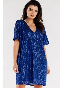 Oversizowa sukienka cekinowa niebieska Awama A566 ze sklepu intimiti.pl w kategorii Sukienki - zdjęcie 187898844