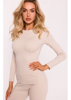 Moe prążkowana bluzka piaskowa M817 ze sklepu intimiti.pl w kategorii Bluzki damskie - zdjęcie 187899234