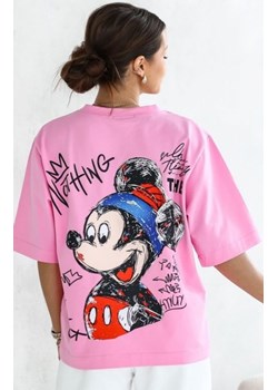 Oversizowy t-shirt damski Myszka Nothing cukierkowy róż ze sklepu intimiti.pl w kategorii Bluzki damskie - zdjęcie 187899361