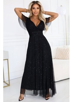 Numoco 635-2 MELANIA długa błyszcząca suknia z dekoltem i krótkim rękawkiem ze sklepu intimiti.pl w kategorii Sukienki - zdjęcie 187899441