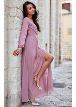 Wieczorowa sukienka maxi różowa roc 0257 ze sklepu intimiti.pl w kategorii Sukienki - zdjęcie 187899482