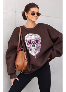 Oversizowa bluza damska czaszka brązowa ze sklepu intimiti.pl w kategorii Bluzy damskie - zdjęcie 187899511