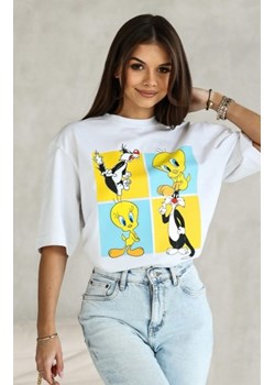 T-shirt damski Tweety kwadraty biały ze sklepu intimiti.pl w kategorii Bluzki damskie - zdjęcie 187899532