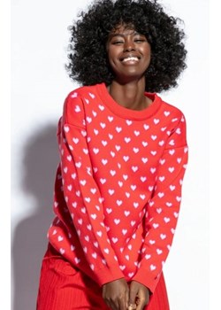 Fobya F1806 bawełniany sweter w serduszka ze sklepu intimiti.pl w kategorii Swetry damskie - zdjęcie 187899562