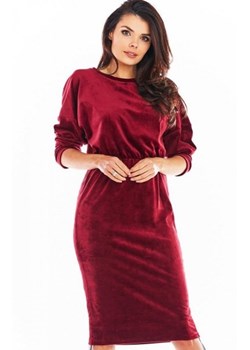 Welurowa sukienka z regulowaną długością bordowa A405 ze sklepu intimiti.pl w kategorii Sukienki - zdjęcie 187899573