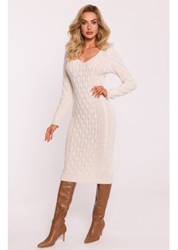 Moe sukienka swetrowa z dekoltem v ecru M824 ze sklepu intimiti.pl w kategorii Sukienki - zdjęcie 187899830