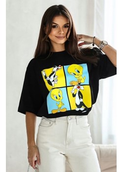 T-shirt damski Tweety kwadraty czarny ze sklepu intimiti.pl w kategorii Bluzki damskie - zdjęcie 187899832