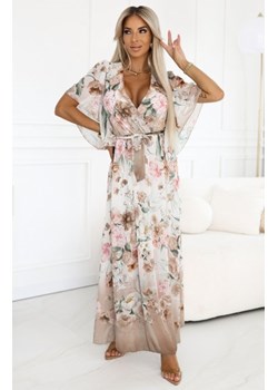 Numoco 603-2 zwiewna maxi sukienka z kopertowym dekoltem i kwiecistym wzorem ze sklepu intimiti.pl w kategorii Sukienki - zdjęcie 187899922
