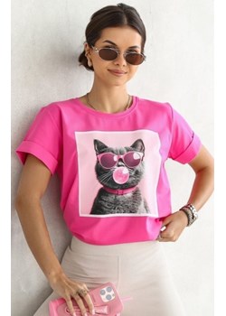 T-shirt kotek okulary fuksja ze sklepu intimiti.pl w kategorii Bluzki damskie - zdjęcie 187900594