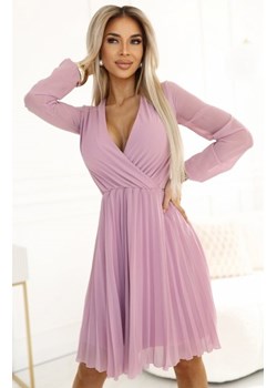 Numoco 313-16 ISABELLE plisowana sukienka z długim rękawem i dekoltem ze sklepu intimiti.pl w kategorii Sukienki - zdjęcie 187900622