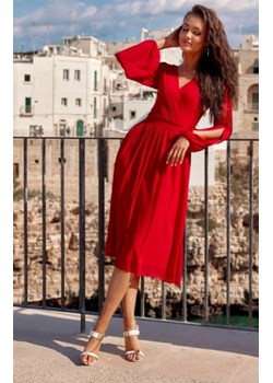 Szyfonowa sukienka midi czerwona 0372 ze sklepu intimiti.pl w kategorii Sukienki - zdjęcie 187900693