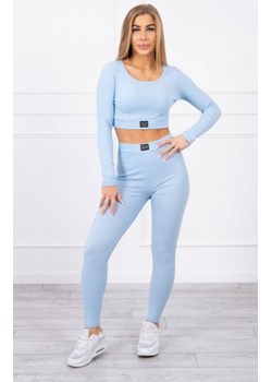 Komplet z bluzką top prążkowany błękitny ze sklepu intimiti.pl w kategorii Dresy damskie - zdjęcie 187900801