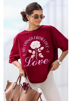 Oversizowy t-shirt damski love rose ze sklepu intimiti.pl w kategorii Bluzki damskie - zdjęcie 187901273