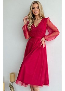 Bicotone 269-07 sukienka midi z tiulowymi rękawami ze sklepu intimiti.pl w kategorii Sukienki - zdjęcie 187901393