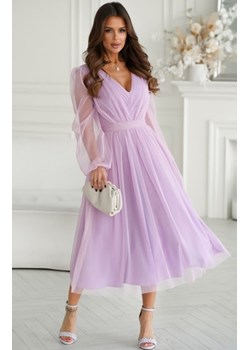 Bicotone 269-50 sukienka midi z tiulowymi rękawami ze sklepu intimiti.pl w kategorii Sukienki - zdjęcie 187901503