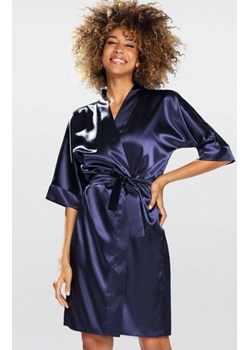 Dkaren 100 satynowy szlafrok damski granatowy ze sklepu intimiti.pl w kategorii Szlafroki damskie - zdjęcie 187901571