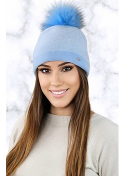 Kamea Aloes czapka z pomponem błękitna ze sklepu intimiti.pl w kategorii Czapki zimowe damskie - zdjęcie 187901614