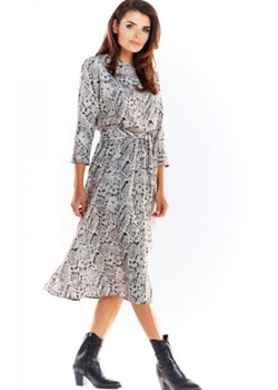 Sukienka midi w szary wzór Awama A313 ze sklepu intimiti.pl w kategorii Sukienki - zdjęcie 187901993