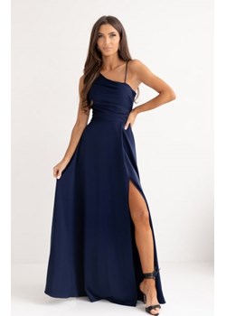 Duet Monako asymetryczna długa sukienka z wiązaniem granatowa ze sklepu intimiti.pl w kategorii Sukienki - zdjęcie 187902380