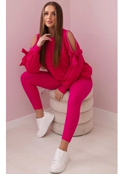 Komplet bluza z kokardą na rękawach i legginsy fuksja ze sklepu intimiti.pl w kategorii Dresy damskie - zdjęcie 187902462