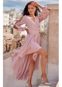 Asymetryczna maxi sukienka szyfonowa róż ze sklepu intimiti.pl w kategorii Sukienki - zdjęcie 187902723