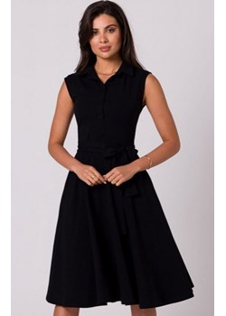 Bewear B261 rozkloszowana bawełniana sukienka czarna ze sklepu intimiti.pl w kategorii Sukienki - zdjęcie 187903041