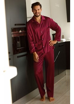 Dkaren Lukas satynowa piżama męska bordowa ze sklepu intimiti.pl w kategorii Piżamy męskie - zdjęcie 187903150