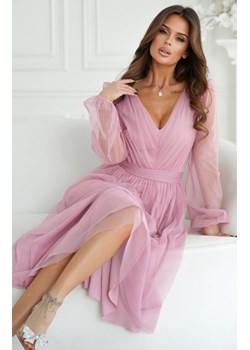 Bicotone 269-20 sukienka midi z tiulowymi rękawami ze sklepu intimiti.pl w kategorii Sukienki - zdjęcie 187903304