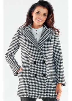 Dwurzędowy płaszcz damski A546 pepitka ze sklepu intimiti.pl w kategorii Płaszcze damskie - zdjęcie 187903370