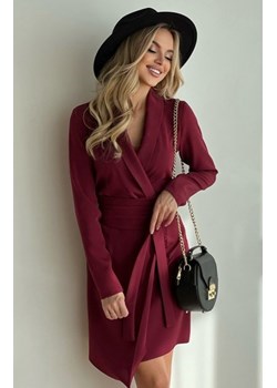Elegancka sukienka marynarkowa bordowa 242-10 ze sklepu intimiti.pl w kategorii Sukienki - zdjęcie 187903371