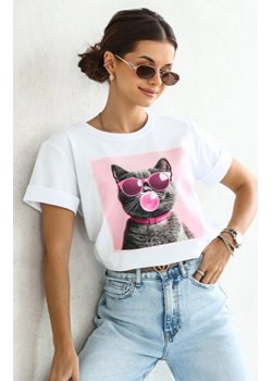 *T-shirt kotek okulary biały ze sklepu intimiti.pl w kategorii Bluzki damskie - zdjęcie 187903424