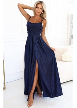 Numoco 589-2 długa sukienka z subtelnym połyskiem i gorsetowym wiązaniem na plecach ze sklepu intimiti.pl w kategorii Sukienki - zdjęcie 187903483