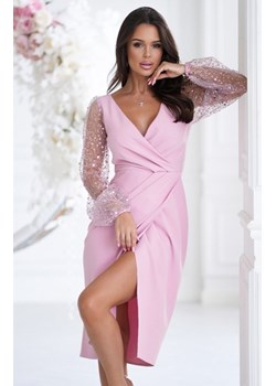 Bicotone midi sukienka z cekinowymi rękawami różowa ze sklepu intimiti.pl w kategorii Sukienki - zdjęcie 187903733